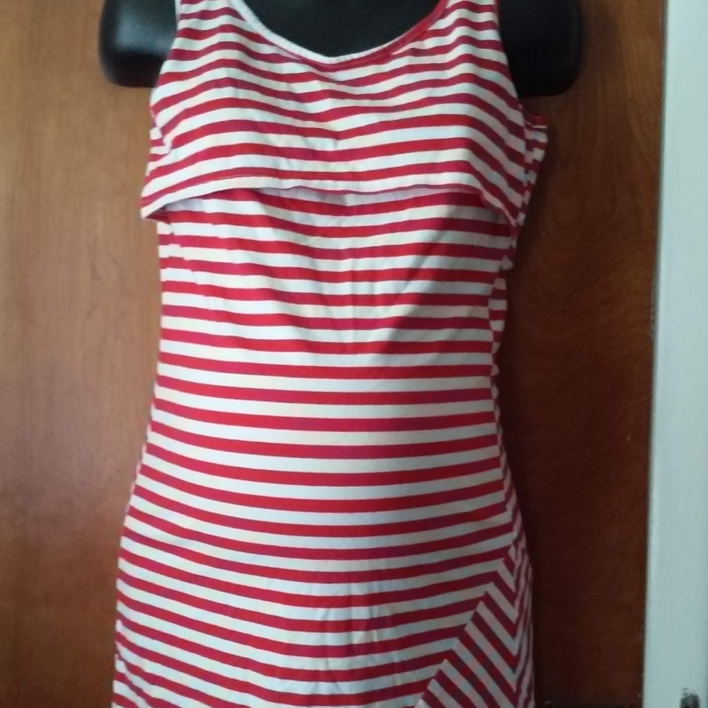 Red & White Nursing Tank Dress size M